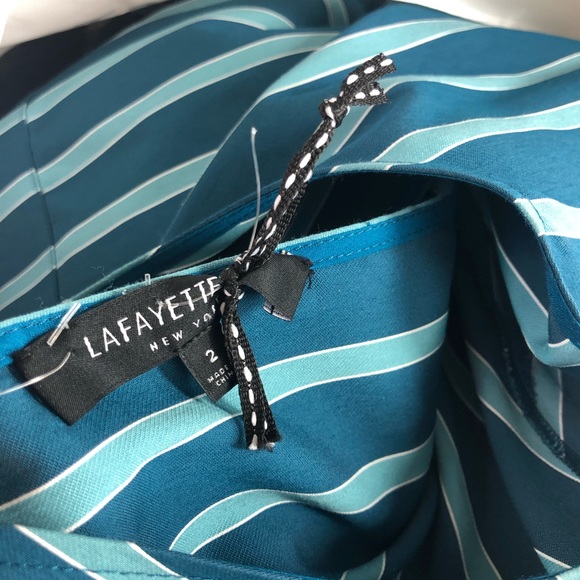 ❎SOLD Lafayette 148 Siri Wrap Dress Striped Blue Pacific Sleeveless Long Dress 2 - Picture 8 of 14